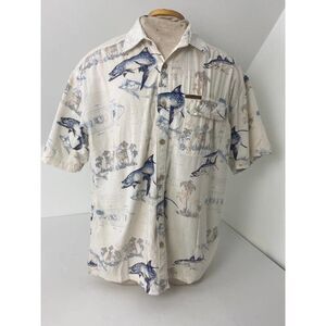 Magellan Sportswear Vented Fishing Fish Pattern Shirt Boating Spring- Size Large